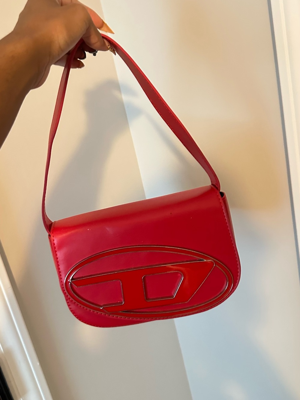 Diesel Red Shoulder Bag with Logo Accent